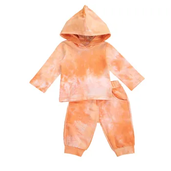 

0-3T NewbornToddler Baby Girl Tie-Dye Printed clothes set Hooded Long Sleeve Sweatshirt Hoodie Top pant suit Autumn Fall Outfit