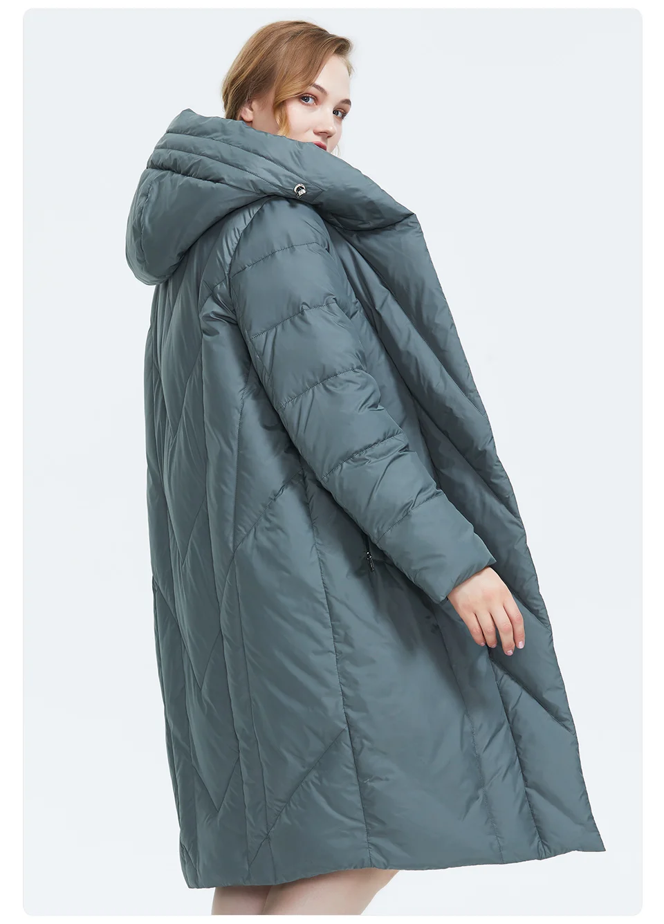 Astrid2019 Winter new arrival down jacket women outerwear high quality gray color thick cotton with a hood long style women coat FR-7059
