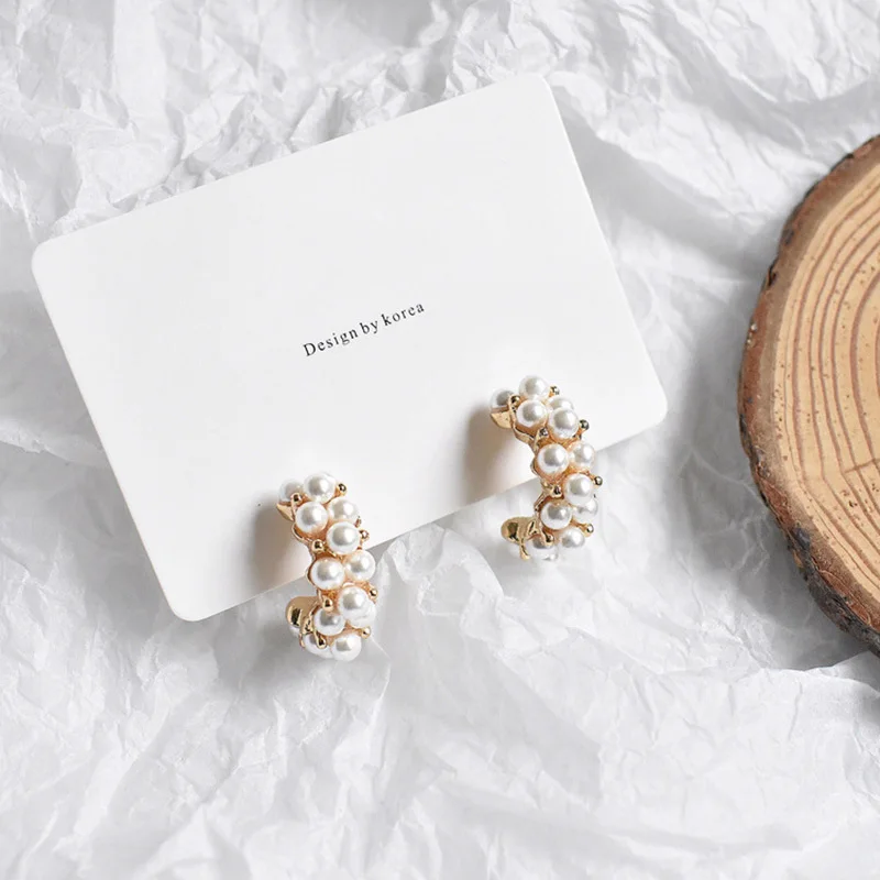 2021 Fashion New Vintage Japan Korean Hoop Earrings For Women Handmade Sweet Simulated Pearl Circle Jewelry Pendientes Gifts - Image 3