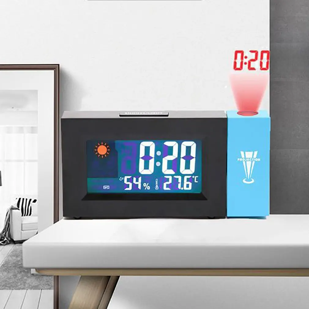 Часы проекция цифровой проектор метеостанция часы температура влажность электронный ЖК-термометр будильник