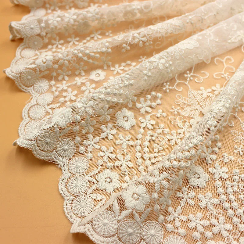 Double Side Soft Mesh Embroidered Lace Fabric Sofa Curtain Clothing Lace Trim Accessories Width 40cm3Yards/lot