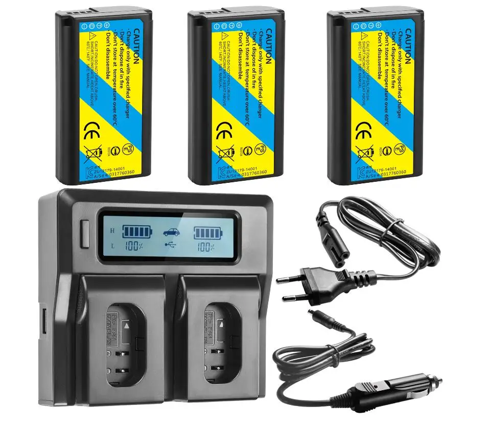 3BatteryWithCharger DMW-BLJ31/DMW-BLJ31e батарея+ ЖК-дисплей с европейской вилкой двойное устройство для ускоренной зарядки комплект для Panasonic Lumix S1, LUMIX S1R, LUMIX S1H, D - Цвет: 3BatteryWithCharger