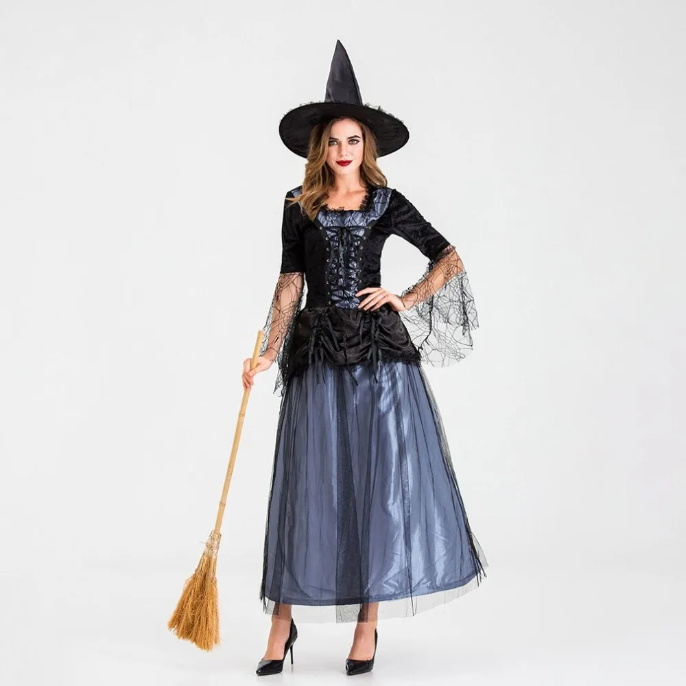 Halloween Long Witch Stage Costumes Role-Playing Halloween Carnival Show Professional Fashion Masquerade Ball
