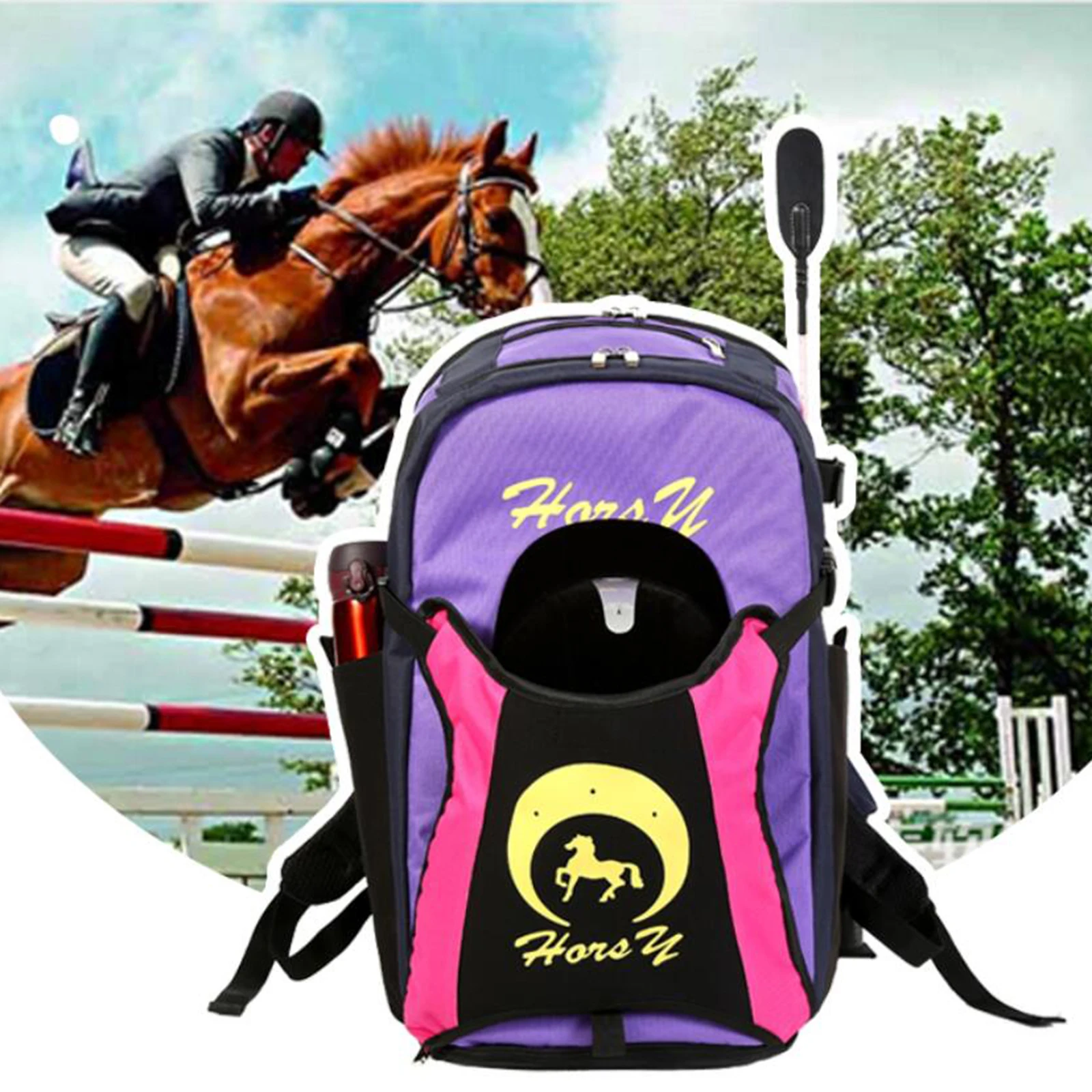 Equestrian Equipment Backpack Helmet Storage Bags Sack Carrier Rucksack Pack 6