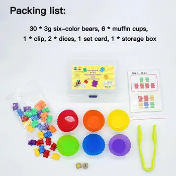 

Rainbow Counting Bears Muffin Cups Montessori Color Sorting Matching Game Kid Baby Early Educational Toys