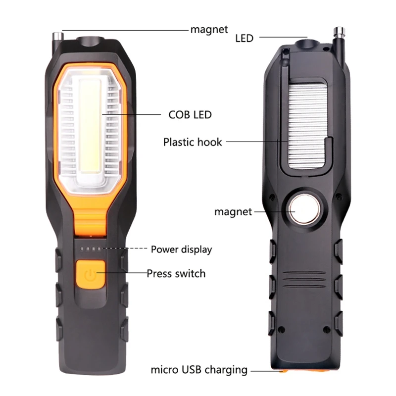 4000лм Cob светодиодный рабочий светильник Usb Перезаряжаемый рабочий гибкий магнитный контрольный светильник-вспышка аварийный светильник