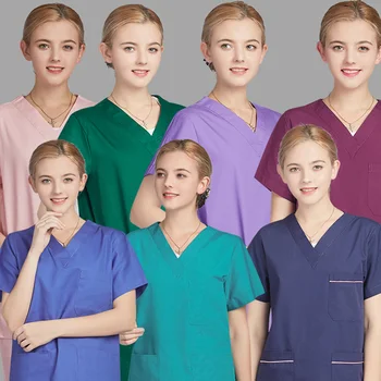 

MSORMOSIA Women Medical Uniforms Doctor Short Sleeved Scrub Sets Hospital Surgery Nurse Work Uniform Beauty Salon Staff Clothes