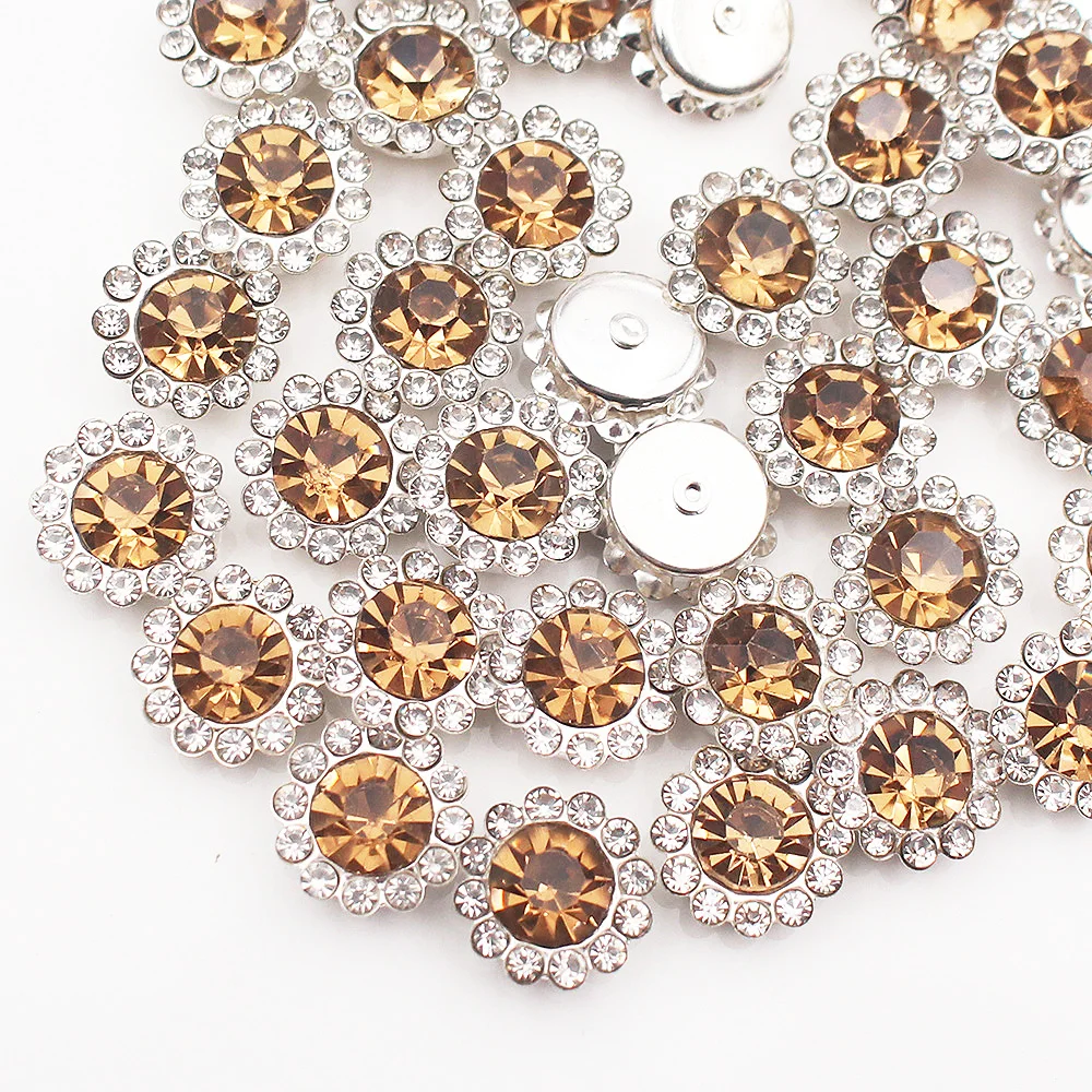 Gold Flower Claw Rhinestones - Glittering Crystal Trim Stones for Garment Crafting and Embellishment