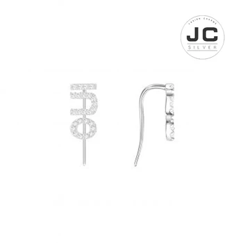 

New Fashion Charms Tibetan silver Original Engraving,'OUI' Letter Earring For Women With Mono Logo Glamour Zircon Jewelry Gift