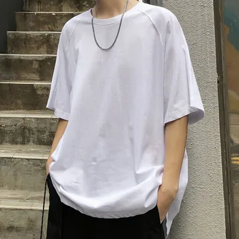 

Men's short-sleeved T-shirt 2020 spring and summer new handsome solid color cotton round neck T-shirt young trend men's clothing