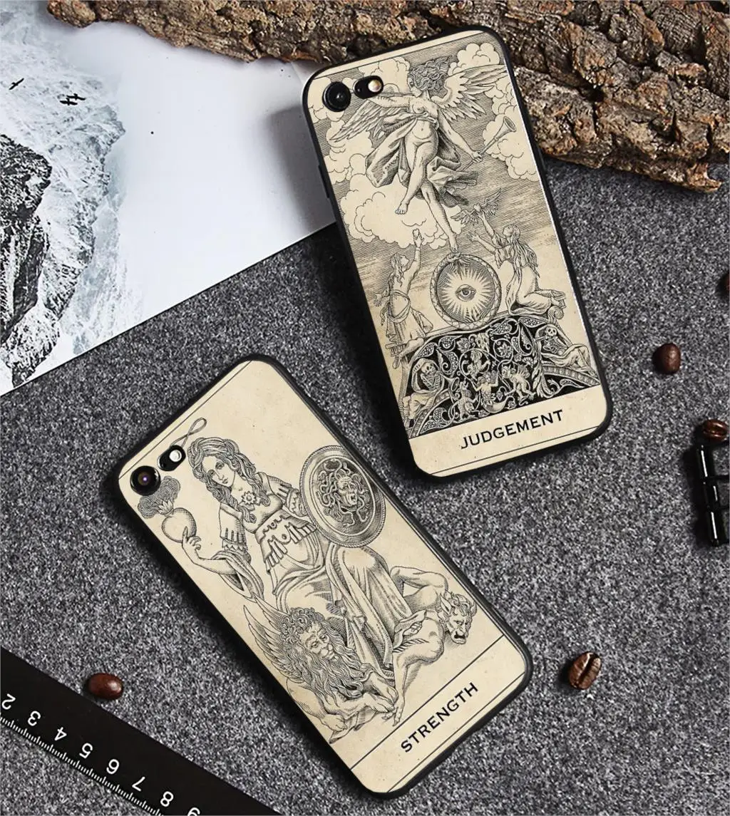 Чехол для телефона с изображением дурака Таро и карты черный мягкий чехол из ТПУ