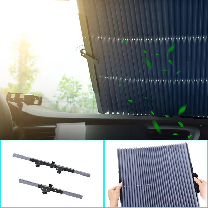 Windshield Sunshade Car Windshield Sunshade Curtain Retractable Set Front Rear Window Sun Shade Protector UV Reflective Auto Sun Visor Cover
