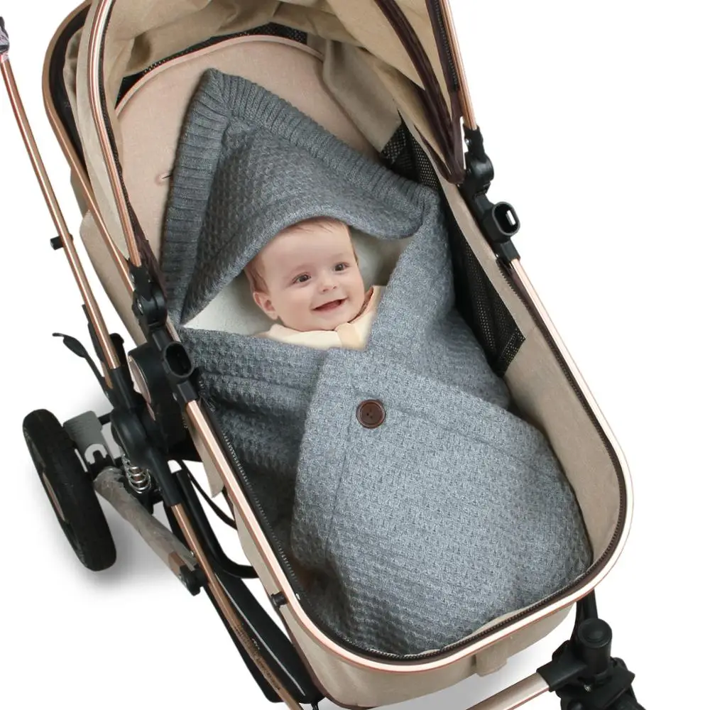 Baby Sleeping Bags Newborn Swaddle Wrap Envelopes 75*35CM Autumn Winter Soft Warm Knitted Toddler Infantil Stroller Sleep Sacks