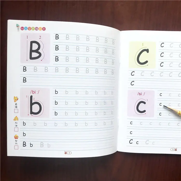 Caligrafia Livros Manuscrito Pré-escolar Crianças Exercícios Copybook Descrição 3d Round Writing 26 Alfabeto Inglês Uppercase 12 Cheap Educação & Ensino