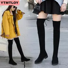 Размер 35-41, зимние сапоги выше колена, женские эластичные тканевые чулки с эластичным бортом, женская обувь, длинные сапоги, Bota Feminina zapatos de mujer#66