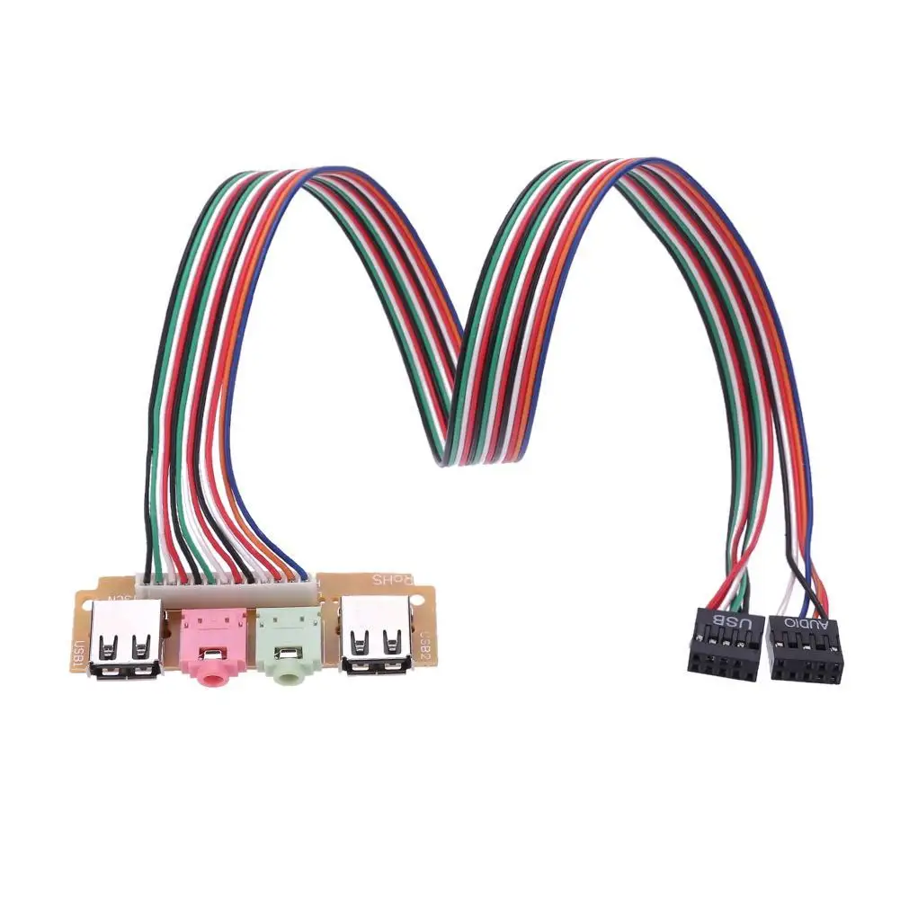 

2 USB 2.0 Ports PC Computer Case Front Panel USB Audio Mic Earphone Cable