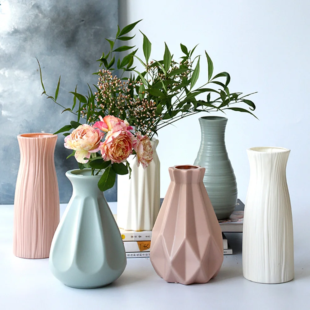 

Creative Drop-resistant Plastic Imitation Ceramic Vase Window Vase Living Room Bedroom Fake flower Decoration Vase 20