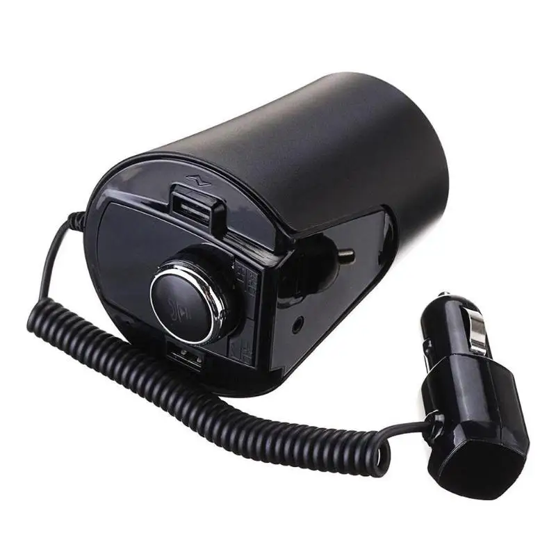 Автомобильное зарядное устройство для телефона с чашкой, 2 USB, 3,5 мм, Bluetooth, MP3, fm-передатчик, приемник, Встроенный высокопроизводительный модуль Bluetooth