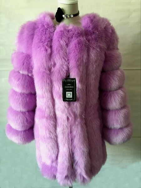 Purple DEAT зимняя Роскошная Шуба из искусственного лисьего меха, тонкая Длинная розовая красная синяя куртка, женские пальто из искусственного меха MG601 - Цвет: Purple