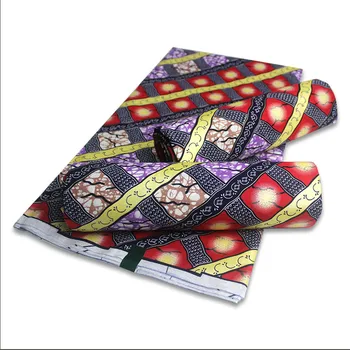 

Ankara African Printed wax Fabric, Block Wax Print Fabrics with Gold line layer surface for african wedding dresses
