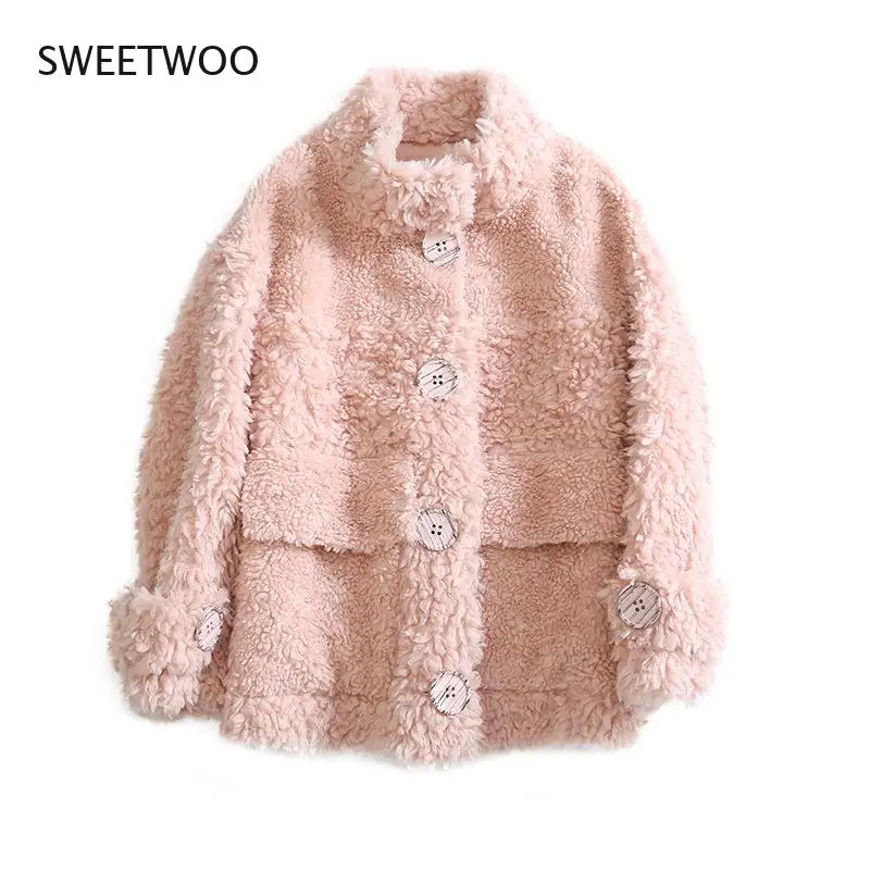 New Fashion Luxury Winter Jacket Women Real Fur Coat Knitting Wool Turn-Down Collar Thick Warm Outerwear Brand 2022