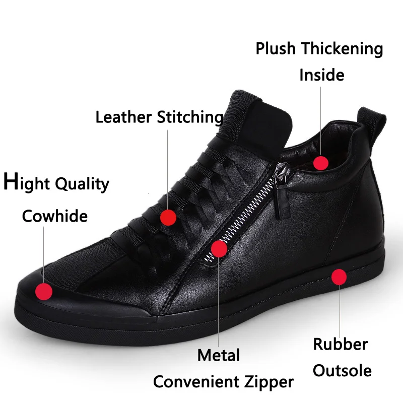 JUNJARM; мужские ботинки; теплая плюшевая мужская зимняя обувь; модные мужские зимние ботинки; мужские ботильоны на молнии; мужская обувь с хлопковой подкладкой черного цвета