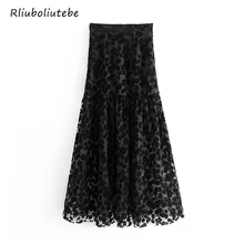 Элегантное платье с цветочным принтом и сеткой; юбки для женщин с высокой талией, с юбкой-годе на осень-зиму уличная черная юбка пикантные женские ботинки с высоким голенищем юбки