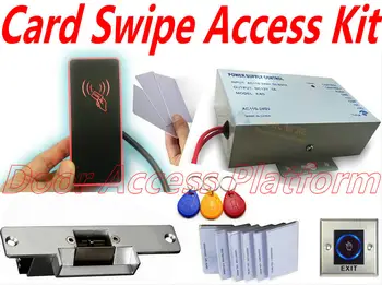 

Card Swipe IP54 Rainy/Sunny RFID EM Card access controller device+DC12V Power supply+Electronic Door Strike NC lock+exit button