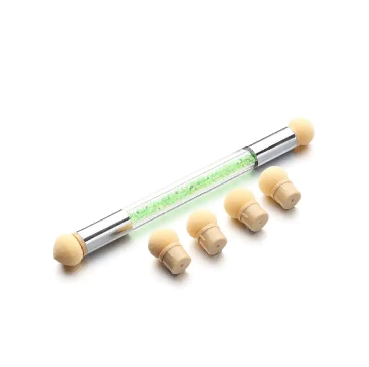 baby boomer sponge Gradient Brush With 4 Replace Sponge Heads Glitter Powder Dotting Gradient Pen Sponge Nail Art 4