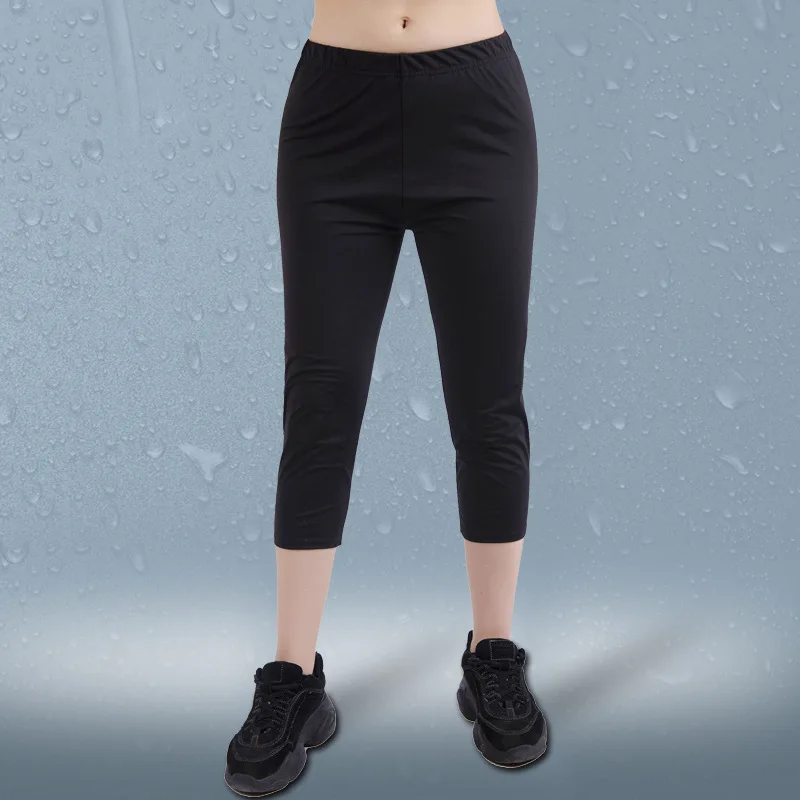Women Sweating Pants Inner Silver Coating Quick Sweating and Body TEMP Keeping Bodybuilding Bodyshaping Cropped Pants Trousers