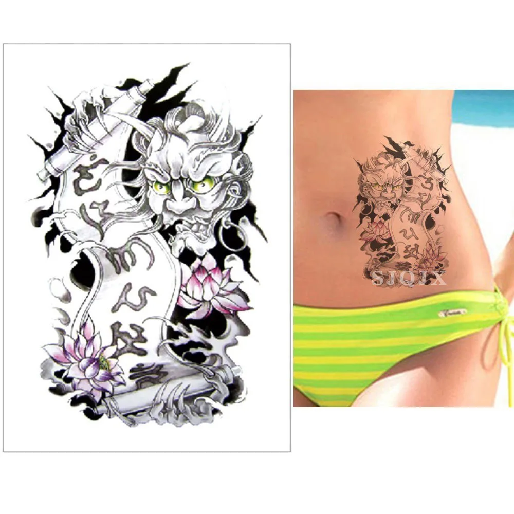 Женская временная татуировка, цветок, человеческое лицо, Снежная лиса, Бабочка, аранейд, акварельная татуировка, черные, белые, водонепроницаемые временные татуировки - Цвет: P