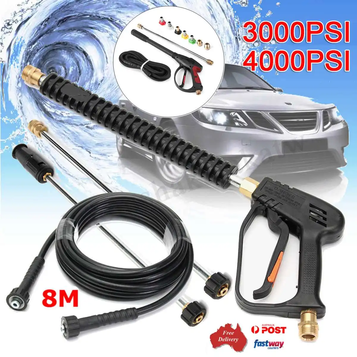 4000PSI Автомойка высокого давления Gu. n с удлинительной палочкой 4 быстроразъемные насадки 1 мыльница 8 М шланг для домашней шайбы