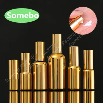 

10ML 15ML 20ML 30ML 50ML 100ML Empty Shiny Gold Glass Lotion Cream Bottles Container