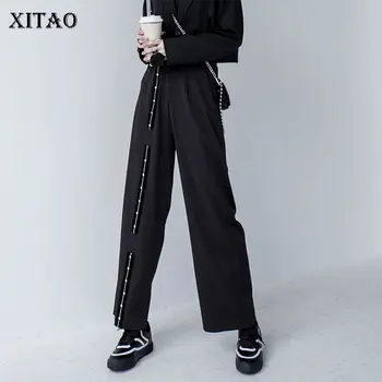 

XITAO High Waist Black Pleated Pants Fashion New Women 2020 Spring Elegant Black Wide Leg Pants Minority Casual Pants DMY3201