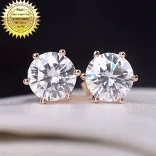 100% 18K золотые серьги 1ct и D цветные Серьги с