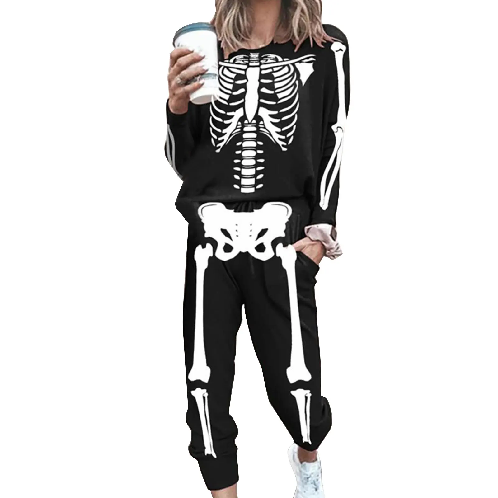 2021 Long sleeved Halloween Skull Print 