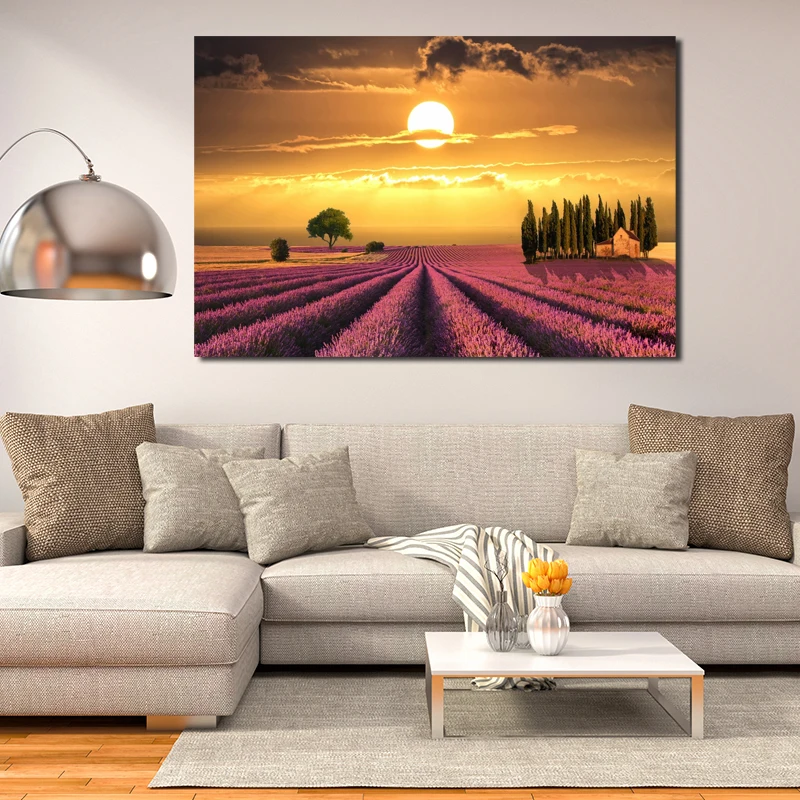 Lavender Fields Tuscany Landscape Wall Art Canvas Poster And Print Painting Oil Decorative Picture Living Room Home Decor | Дом и сад