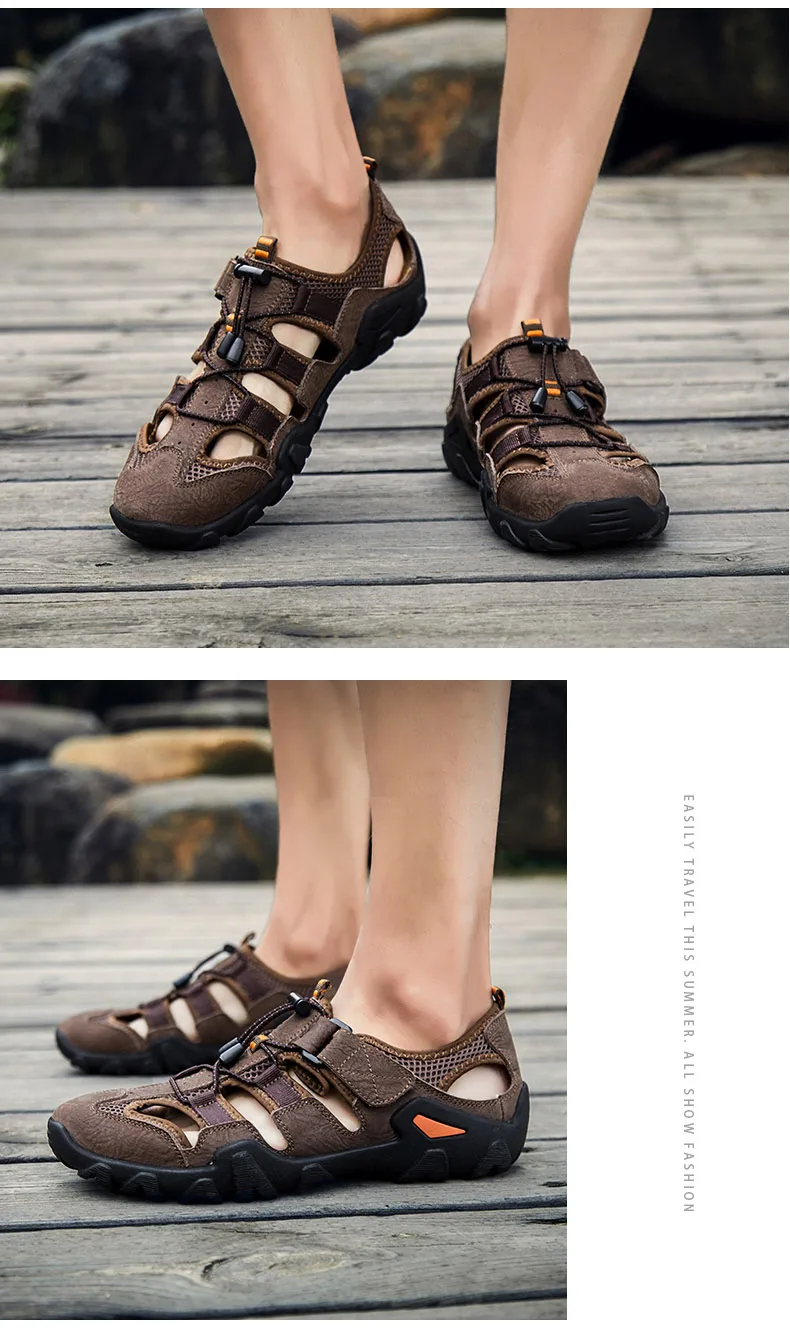 New Roman genuine leather men sandals summer cow leather for beach male shoes mens gladiator sandal Plus size 38-46 (13)