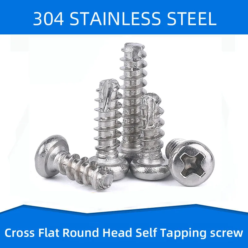 

304 Stainless Steel Self-Tapping Phillips Pan Head Screws Cross Break End Screw M2 M2.2 M2.6 M3 M3.5 M4