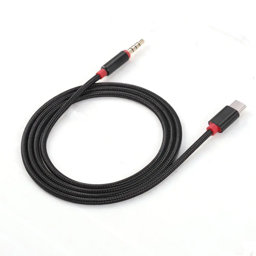 Usb type-C Плетеный аудио Кабельный адаптер-переходник на 3,5 мм Мужской Аудио кабель автомобильный AUX аудио удлинитель шнур для телефона