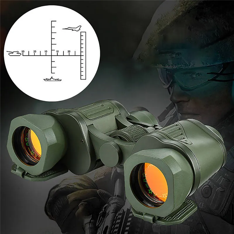 Portable Binoculars 50x50 10KM Wide Angle Outdoor Telescope Waterproof ArmyGreen Military cs real game #2l25 (2)