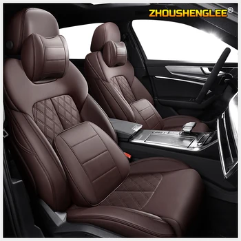 

ZHOUSHENGLEE Custom Leather car seat cover For SsangYong Rodius ActYon Rexton Chairman Kyron Korando Tivolan Automobiles Seats