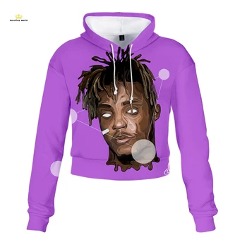 

juice wrld crop top hoodie women 3D printed Long Sleeve Jumper Hooded sexy Loose Pullovers Coat Casual Sweatshirt oversize