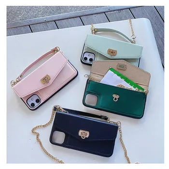 

Long Necklace Chain Handbag Phone Case for iPhone 11 PRO MAX X XR XS MAX 7 8 PLUS SE 2020 Crossbody Shoulder Bag Wallet Cover