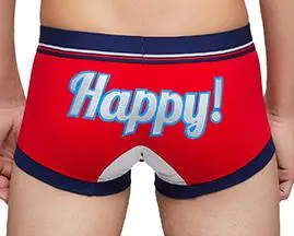Красный Мужские трусы боксеры happy, хлопковые боксеры, сексуальные боксеры, мужское камуфляжное нижнее белье размера плюс, ropa interior hombre cueca masculina - Цвет: Красный