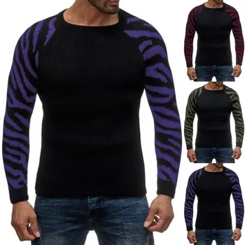 

Sweater Men's Pullover Knitted Patchwork Drape O-Neck Sweater Blouse Knitted Sweaters Мужской свитер jerseys para hombres