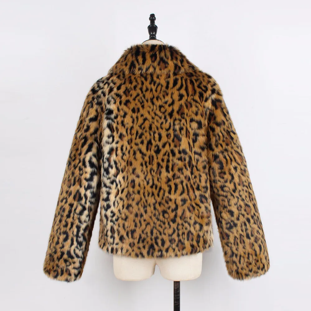 price cut  Female coat women's windbreaker тренч ropa winter Ladies Warm Leopard Print Faux Fur Coat Jacket Pa