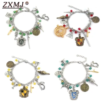 

ZXMJ Harried Deathly Hallows Time Turner Hogwarts School Platform 9 3/4 Potters Bangles Bracelets for Women Men Jewelry Gift