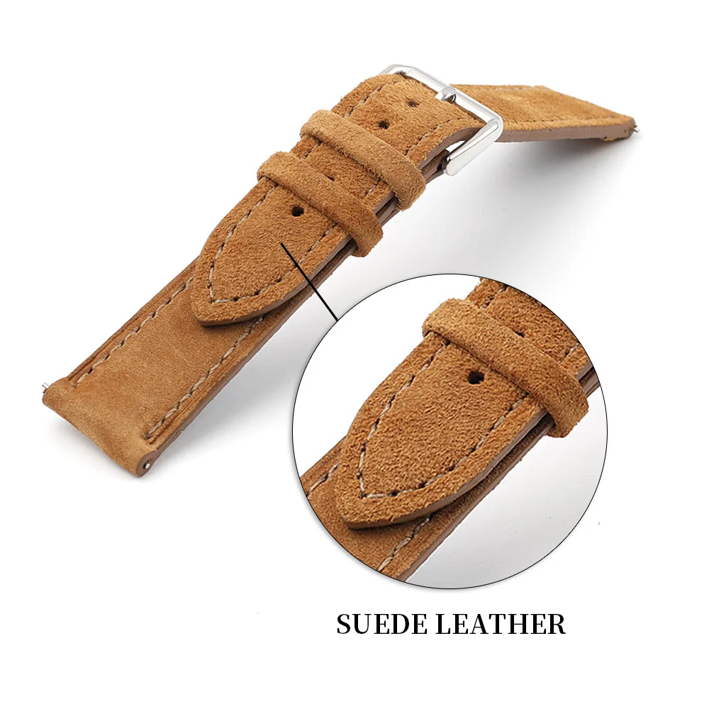 Soft Suede Leather Watch Band 18mm 19mm 20mm 22mm 24mm Blue Watch Straps Stainless Steel Buckle Watch Accessories Soft Suede Leather Watch Band 18mm 19mm 20mm 22mm 24mm Blue Watch Straps Stainless Steel Buckle Watch Accessories