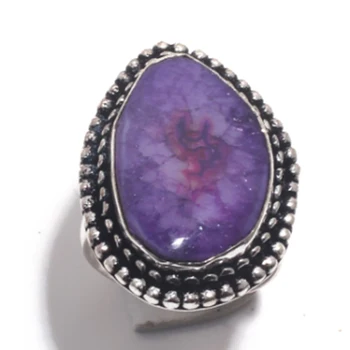 

Genuine Solar Quartz Ring Silver Overlay over Copper, Hand Made Women Jewelry gift, USA Size : 9 , R6834